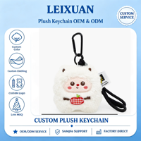 Porte-clés mignon en peluche mouton pomme, poupée mouton en peluche douce, breloque de sac, pendentif en peluche de dessin animé avec mousqueton noir, cadeau pour sac à dos