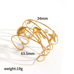 สร้อยข้อมือสแตนเลสสตีลสไตล์ทะเลสำหรับผู้หญิง ดีไซน์เก๋ไก๋สำหรับใส่ไปทะเล รูปดาวทะเล หอยสังข์ ม้าน้ำ เหมาะสำหรับงานปาร์ตี้ - Product Image 5