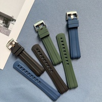 Preumium extrémité incurvée FKM bracelet de montre en caoutchouc 20mm bracelet de montre pour Omeg Sea-master 300 plongée bracelet de montre étanche
