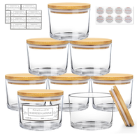 12 OZ Stoples Lilin Kaca Bening Mulut Lebar untuk Membuat Lilin dengan Tutup Bambu Kedap Udara Wadah Kosong yang Bagus Grosir