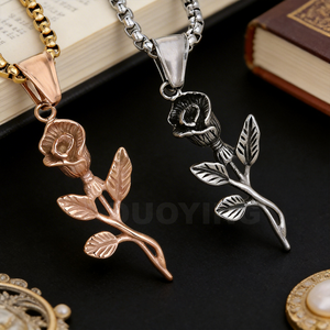 Collier en acier inoxydable plaqué or 18 carats DUOYING, style rétro, avec breloques rose, croix, <span class=keywords><strong>boussole</strong></span>, aile d'ange et Méduse, bijoux pour femmes - Product Image 4