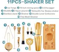 Kit d'outils de barman moderne en or, support métallique, shaker Boston, ensemble de shakers à cocktails, 6 pièces, accessoires de bar professionnels, capacité de 550 ml