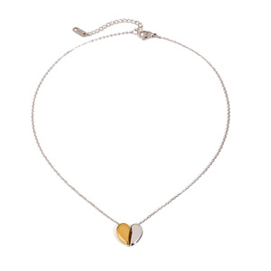Collier Cœur en Acier Inoxydable Or 18 carats Bicolore Pendentif Unisexe Usage Quotidien JDN0211001-PS - Product Image 5