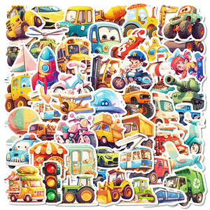 50 autocollants en vinyle découpés en forme de véhicules de dessin animé, mignons, pour enfants, moto, pour bouteille, <span class=keywords><strong>tablette</strong></span>, bricolage - Product Image 2