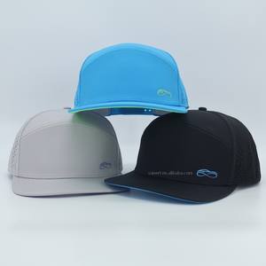 Casquettes de sport, de golf et de baseball OEM noires, imperméables, style Melin à 6 panneaux, avec logo personnalisé en caoutchouc PVC, pour le surf et la plage - Product Image 1