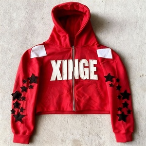 Novedad 2026: Sudadera con capucha extragrande 100% algodón, personalizada, estilo vintage, lavada y desgastada, para hombre, corte holgado, corta, con cremallera y bordado. - Product Image 1