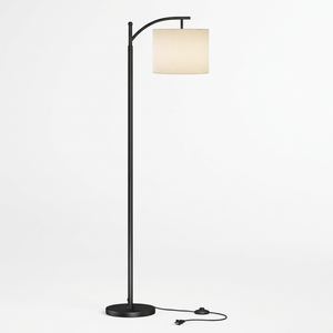 Lámpara de Pie Negra, Lámpara de Pie Arqueada, Lámpara de Pie con Enchufe, Lámpara de Pie con Pantalla de Tela Beige, Lámpara de Pie LED Moderna para Dormitorio - Product Image 2