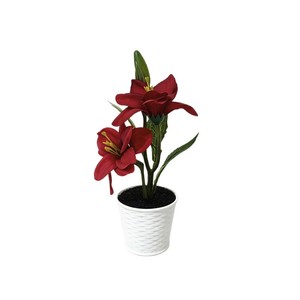 Bonsaï de lys artificiel Paulon, 24 cm de haut, fleurs en plastique dans des pots blancs, pour décorations de bureau - Product Image 5