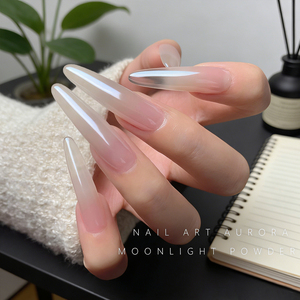 Poudre chromée effet miroir Aurora Moonlight pour nail art, haute brillance, transparente comme la glace, nacré, vente en gros - Product Image 1