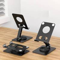 360 °   Support de tablette pivotant, support en aluminium robuste réglable pour bureau avec design entièrement pliable