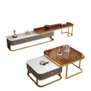 Juego de Muebles de Sala de Estar Modernos de Lujo Ligero, Piedra Sinterizada con Almacenamiento, Muebles de Sala de Estar Montados en la Pared - Product Image 3