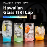 Vente en gros de mugs Tiki en verre hawaïen, gobelets à cocktail créatifs pour Mojito, jus, boissons froides, style Zombie, pour bar, fête, avec logo personnalisé