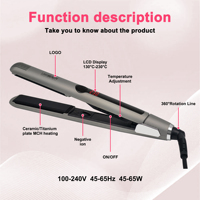 Lisseur de cheveux en céramique ionique de 1 pouce, fer à lisser de précision, affichage de la température LED, double tension, mini, pour salon de coiffure, idéal pour les voyages