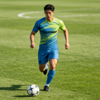 Ensemble de maillots de sport personnalisés par sublimation pour hommes, bleu vert lime, uniforme de football à séchage rapide, nom et numéro d'équipe personnalisés, vêtements de sport