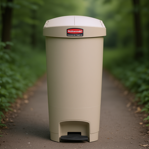 Bidone della Spazzatura Commerciale Rubbermaid 68 L Beige con Pedale a Pressione - Product Image 3