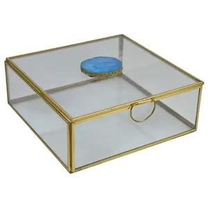 Classy Look Jewelry Box Tableware Square New Glass Jewelry Box Agate Design Trinket Box For Jewelry Available at Best Prices