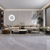 Carrelage en porcelaine imitation marbre argenté Iranien 900x1800mm, 6 faces polies, étanche, pour sol et mur, hôtel