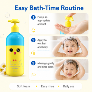 Champú y Gel de Baño 2 en 1 Hipoalergénico para Bebés con Extracto de <span class=keywords><strong>Manzanilla</strong></span> y Avena, Limpiador Suave Sin Lágrimas - Product Image 5