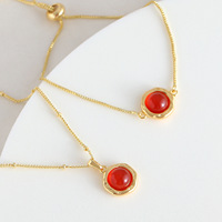 Ensemble collier et pendentif ovale en grenat plaqué or 18 carats en cuivre, style bambou géométrique sportif, accessoire long pour pull, best-seller automne/hiver