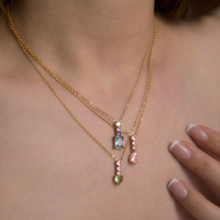Collier pendentif en acier inoxydable 316L plaqué or PVD 18 carats avec cristaux CZ, breloque goutte d'eau carrée en forme de cœur, bijoux de mode