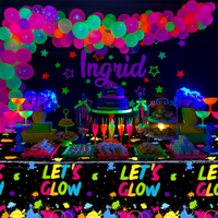 Lets Glow Party Nappe d'anniversaire fluorescente Enfants Adulte Fête Thème Décoration Jetable Imperméable PE Couverture de table lumineuse