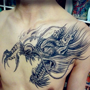 Pegatinas de tatuaje 3D de Dragón Buda Pájaro para el pecho, 320*190mm, para hombres y mujeres - Product Image 2