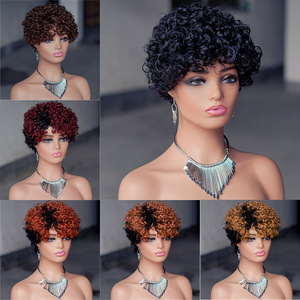 Peluca de Cabello Humano 100% Rizado, Corte <span class=keywords><strong>Pixie</strong></span>, Hecha a <span class=keywords><strong>Máquina</strong></span>, Sin Pegamento, Densidad 180%, Lista para Usar, para Mujeres Negras, Venta al Por Mayor - Product Image 5