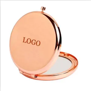 Rose Gold Mini Kim Loại Gương Pocket Trang Điểm Nhỏ Gọn Gương Bán Buôn