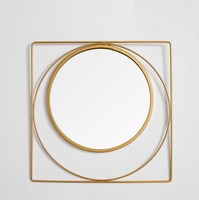 Meilleure vente, forme carrée, cadre en métal doré moderne, art mural, miroir décoratif pour salon