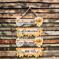 Plaque murale décorative en bois Art Déco, art mural inspirant et positif, décoration abeille jaune miel printanière pour porche, maison, salle de classe