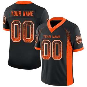 Camiseta de Fútbol Personalizada Negra, Naranja y Blanca, Estilo Drift, Malla Transpirable, Auténtica - Product Image 1