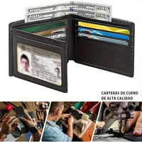 Dompet kartu kredit serat karbon pria, dompet kulit lipat tiga mode mewah untuk pria, tempat kartu Bank, tas dompet kecil