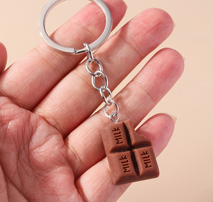 Belle bande dessinée 3D alimentaire porte-clés frites biscuits <span class=keywords><strong>chocolat</strong></span> crème glacée porte-clés pour voiture porte-clés sac à main pendentif bijoux à bricoler soi-même - Product Image 3