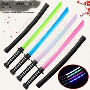 ดาบซามูไรของเล่นแบบมีไฟ LED ขนาด 67 ซม. สำหรับเด็ก - ดาบขวานต่อสู้พร้อมระบบตรวจจับเสียงและแสงสำหรับเด็กในวันฮาโลวีนและคริสต์มาส - Product Image 3