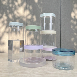Wholesale Clear & Amber PET Plastic Cosmetic <b>Jars</b> with Aluminum/Plastic Lids 50g-1000g Wide Mouth Skincare Packaging Pots - Product Image 1