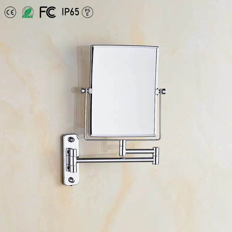 Square Bathroom Modern Brass Wall brass Mounted Extendable Cosmetic magnifying Makeup Mirror