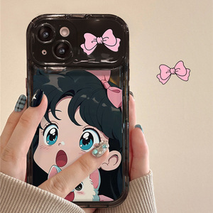 Funda Protectora para Teléfono Móvil con Diseño de Chica Enojada, Soporte para Espejo de Cámara, TPU, para <span class=keywords><strong>iPhone</strong></span> 17 8 X Xr XS 11 <span class=keywords><strong>12</strong></span> 13 14 15 16 Pro Max - Product Image 3