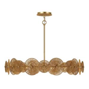 Brass & Linen <b>Shade</b> Modern Luxury Chandelier | Sophisticated <b>Lighting</b> for Hotel High-End Dining Room & Lobby - Product Image 4