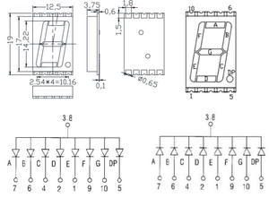 Afficheur LED à 7 segments SMD rouge ultra-mince de 3,75 mm (0,56 pouce) conforme CE RoHS, à anode/cathode commune, à chiffre unique - Product Image 2