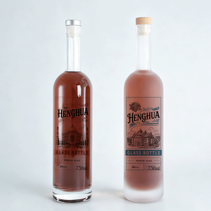 Botella de Vidrio Personalizada Esmerilada para Licores, 25oz/75cl, Cuello Largo, Cristal Super Flint, 750ml, para <span class=keywords><strong>Vodka</strong></span>, Brandy, Ginebra, Ron, Whisky, con Tapón - Product Image 3