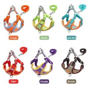 Yeni yansıtıcı Pet yavru köpek koşum tasma güzel Set ayarlanabilir yürüyüş koşu köpek tasması yelek koşum köpek aksesuarları - Product Image 5