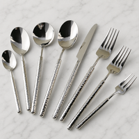 Ensemble de couverts en acier inoxydable à manche martelé, 29 pièces, finition miroir, réutilisable pour hôtels, restaurants, traiteurs, vente en gros