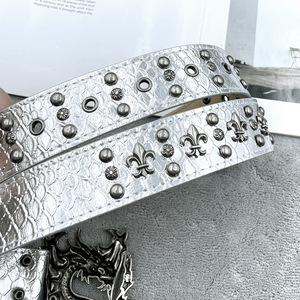 Кожаный ремень с пряжкой из крокодиловой кожи - Product Image 3