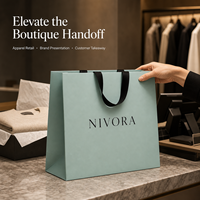 Sacs shopping en papier de boutique avec poignées en ruban noir pour la vente au détail de vêtements, emballage personnalisé avec logo et commandes en gros pour marques