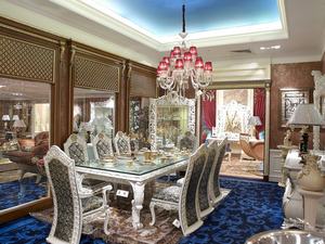 Sang Trọng Cổ Gỗ Chạm Khắc Cung Điện Đồ Nội Thất Màu Trắng <span class=keywords><strong>Baroque</strong></span> Phòng Ăn Với Cao Trở Lại Ghế - Product Image 6