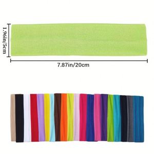 Fashionable Candy-Colored Custom logo <b>Elastic</b> Sports <b>Headband</b> Solid Color Yoga Exercise Sweat Hair Band - Product Image 4