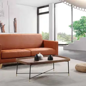 Mesa de centro de madera Industrial para sala de estar, conjunto de muebles de combinación, pata de hierro de Metal, mesa lateral cuadrada barata
