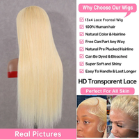 Perruques en cheveux naturels 13x4 13x6 HD Transparent Lace Pré-épilées avec Baby Hair Perruque Lace HD 613 Blonde Frontale en Cheveux Naturels