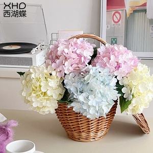 Fleurs d'hortensia artificielles en soie rose, blanches et bleues pour décoration de mariage et arrangement de la maison - Product Image 5