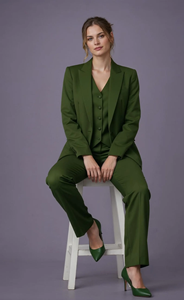 Women’s <b>Emerald</b> <b>Green</b> Three Piece <b>Suit</b> Elegant Tailored Blazer Vest and Trousers Set for Office Events and Power Dressing Modern - Product Image 4